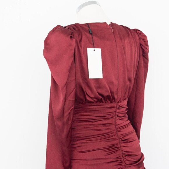 Lavish Alice. Ruby Holiday Satin Wrap Dress. - Picture 10 of 15